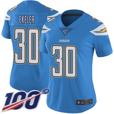 Los Angeles Chargers NFL Football Austin Ekeler Electric Blue Jersey Women Limited #30 Alternate 100th Season Vapor Untouchable->women nfl jersey->Women Jersey